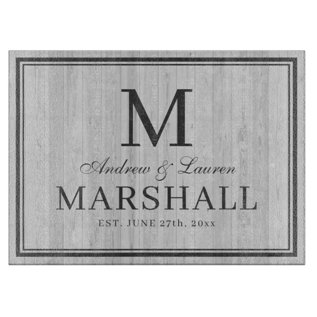 Custom BBQ Couples Names Rustic Wedding Gift Cutting Board (Front)