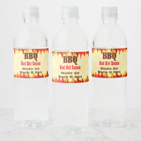 Custom BBQ Hot Sauce Label with Red Flames