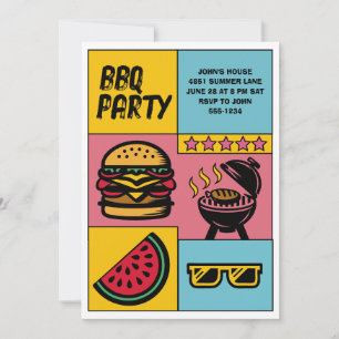 Custom BBQ Party Summer Pop Art Personalized Invitation
