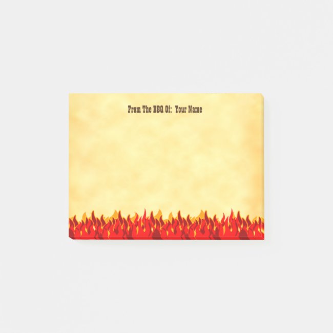 Custom BBQ Red Flames Western Letter Post it Notes