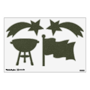Custom BBQ & Stars Wall Decal – Moss Green Noise