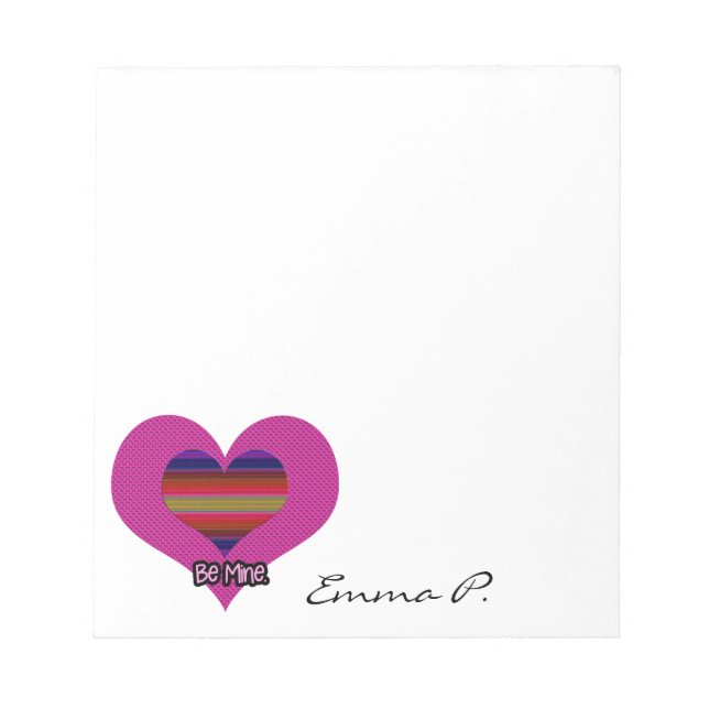Custom Be Mine Valentine Rainbow Heart Notepad (Front)