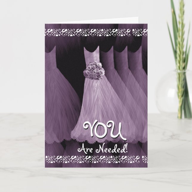 Custom Be My Greeter Wedding Invite - PURPLE Gowns (Front)