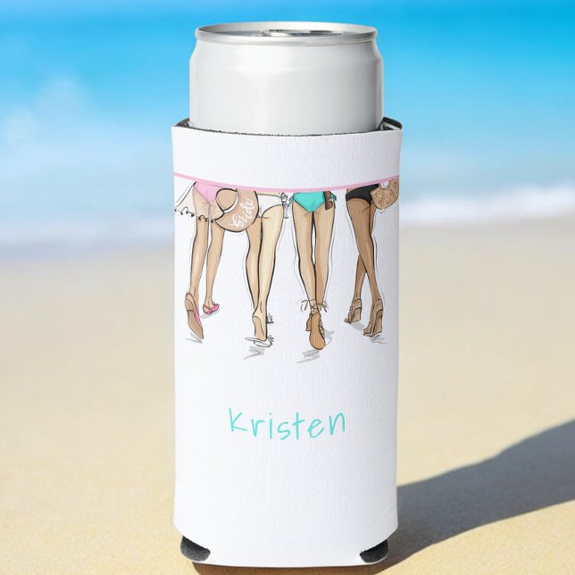 Custom Beach Bachelorette Destination Bride Squad Seltzer Can Cooler (Creator Uploaded)