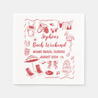 Custom Beach Bachelorette Party Banner Decor Napkins