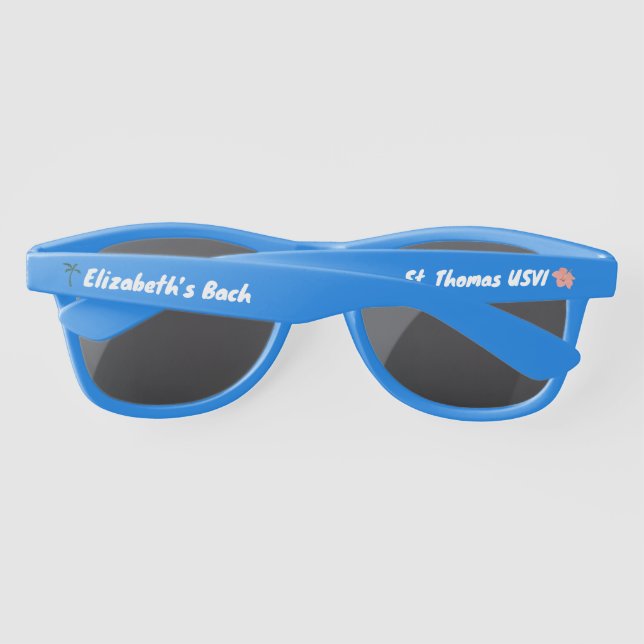 Custom Beach Bachelorette Party Favor Sunglasses (Back)