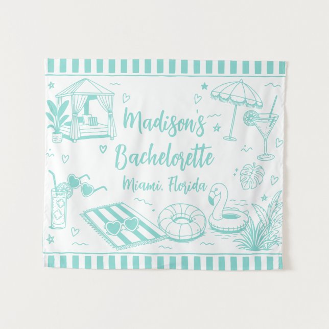 Custom Beach Bachelorette Party Personalized Pool Tapestry (Front (Horizontal))