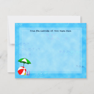 Custom Beach Ball and Pool Umbrella Nautical Note Card