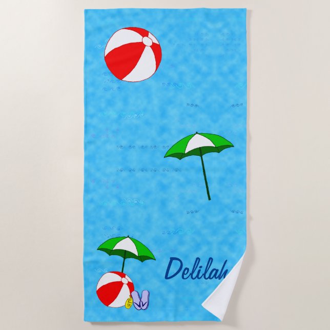 Custom Beach Ball Pool Toys Curly Waves Towel (Front)