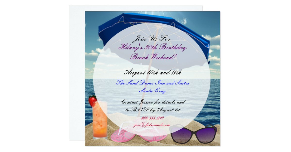 Custom Beach Birthday Weekend Invitations | Zazzle