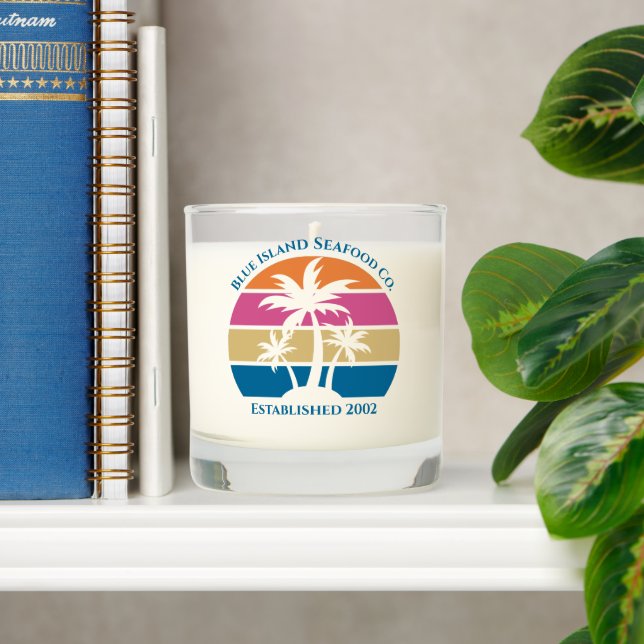 Custom Beach Business Cute Tropical Palm Tree Scented Candle (Shelf)