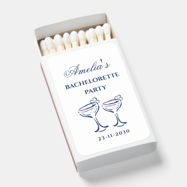 Custom Beach Cocktail themed Bachelorette Party Matchboxes (Front Open)