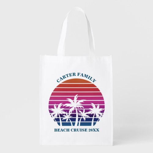Custom Beach Cruise Family Reunion Sunset Vacation Grocery Bag
