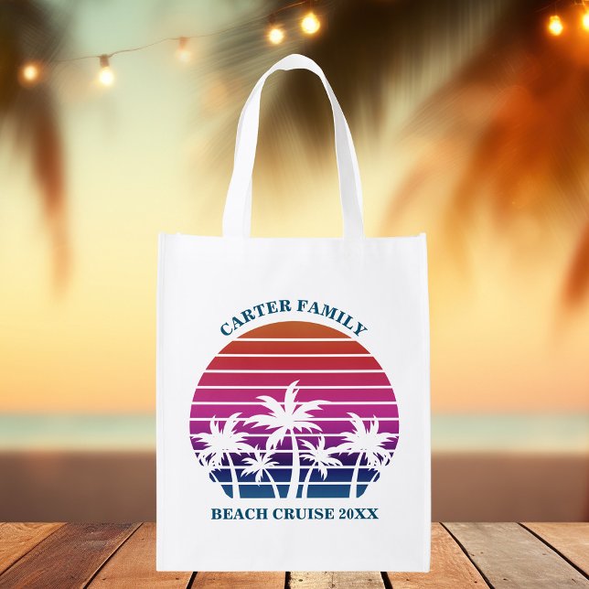 Custom Beach Cruise Family Reunion Sunset Vacation Grocery Bag (Creator Uploaded)