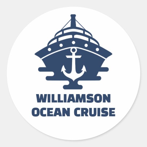 Custom Beach Cruise Nautical Anchor Trip Classic Round Sticker