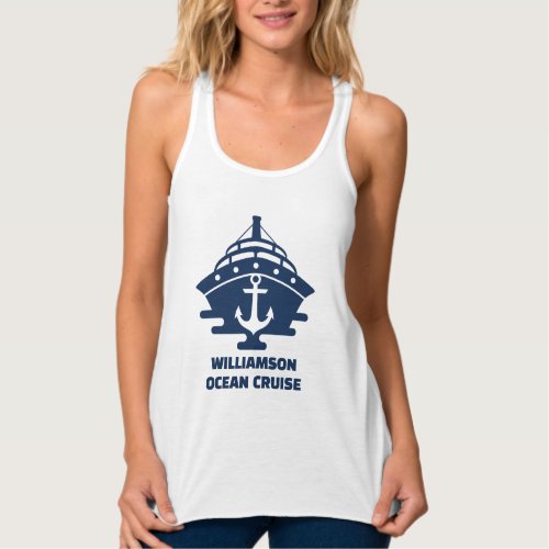 Custom Beach Cruise Trip Nautical Anchor Women's Tank Top