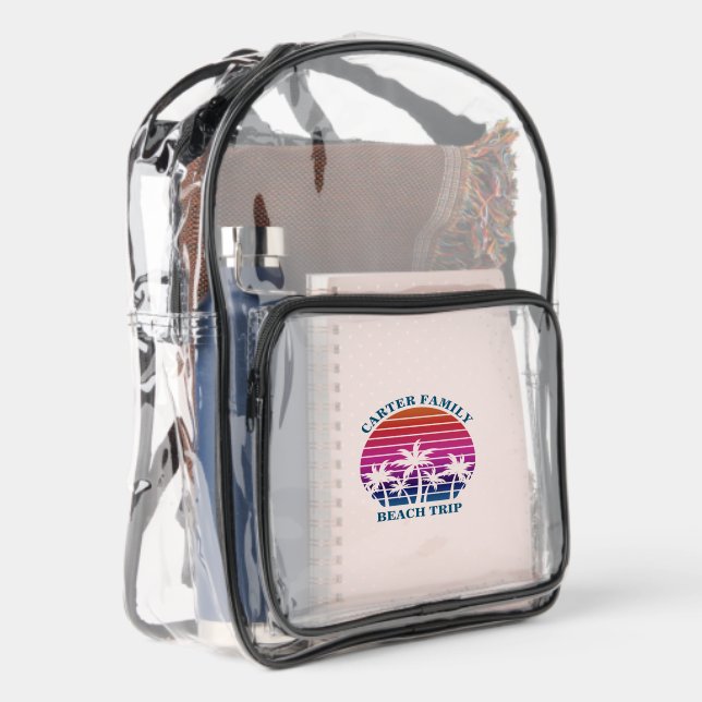 Custom Beach Cruise Tropical Palm Trees Clear Backpack (Right)