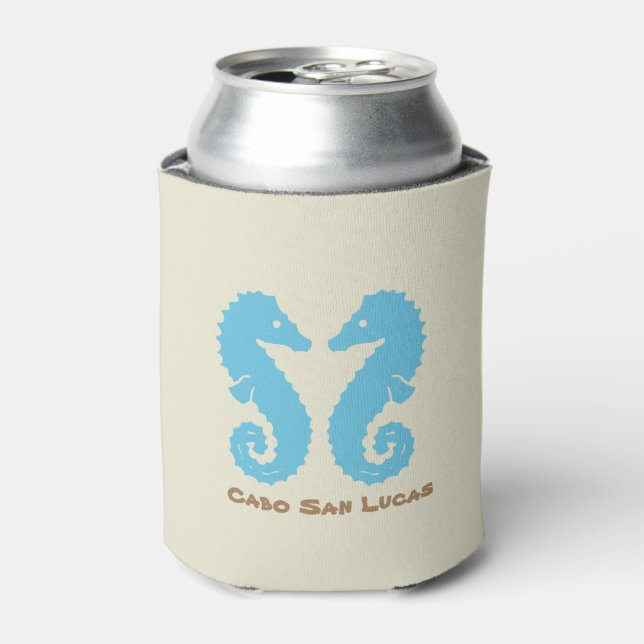 Custom Beach Destination Wedding Favor-Seahorse Can Cooler (Can Front)
