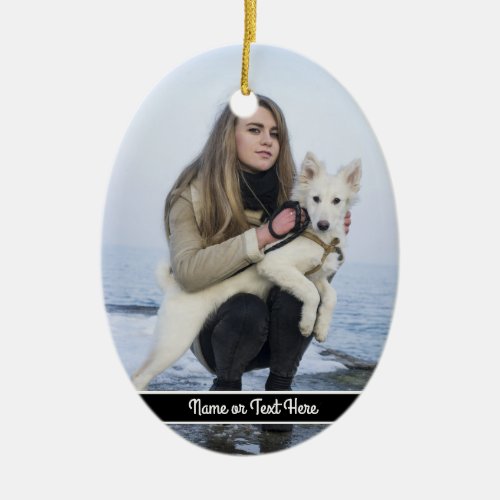 Custom Beach Dog and Girl  Photo template Ceramic Ornament
