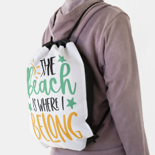 Custom Beach Drawstring Bag