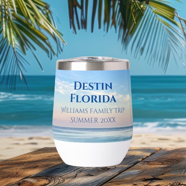 Custom Beach Event Ocean Photography Keepsake Thermal Wine Tumbler (Creator Uploaded)