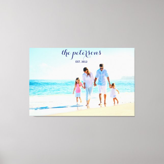 Custom Beach Family Photo Personalized Canvas Print (Front)