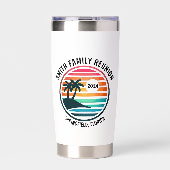 Custom Beach Family Reunion Vacation or event Insulated Tumbler (Front)