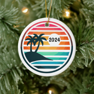 Custom Beach Family Vacation or Reunion Ceramic Ornament