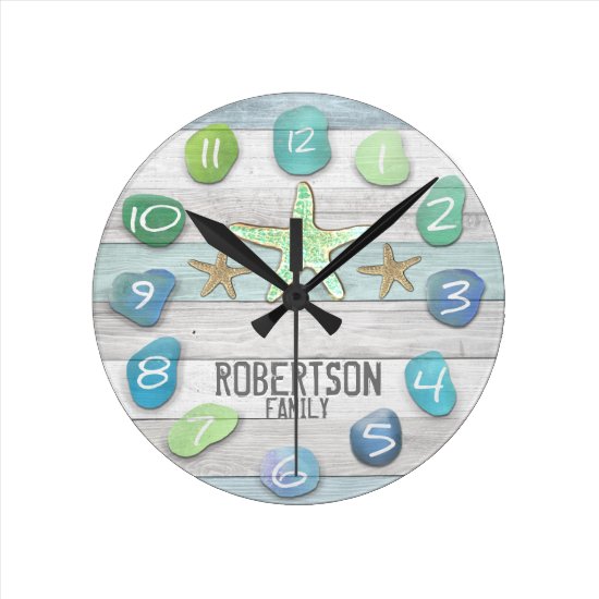 Custom Beach Glass Look Wall Clock