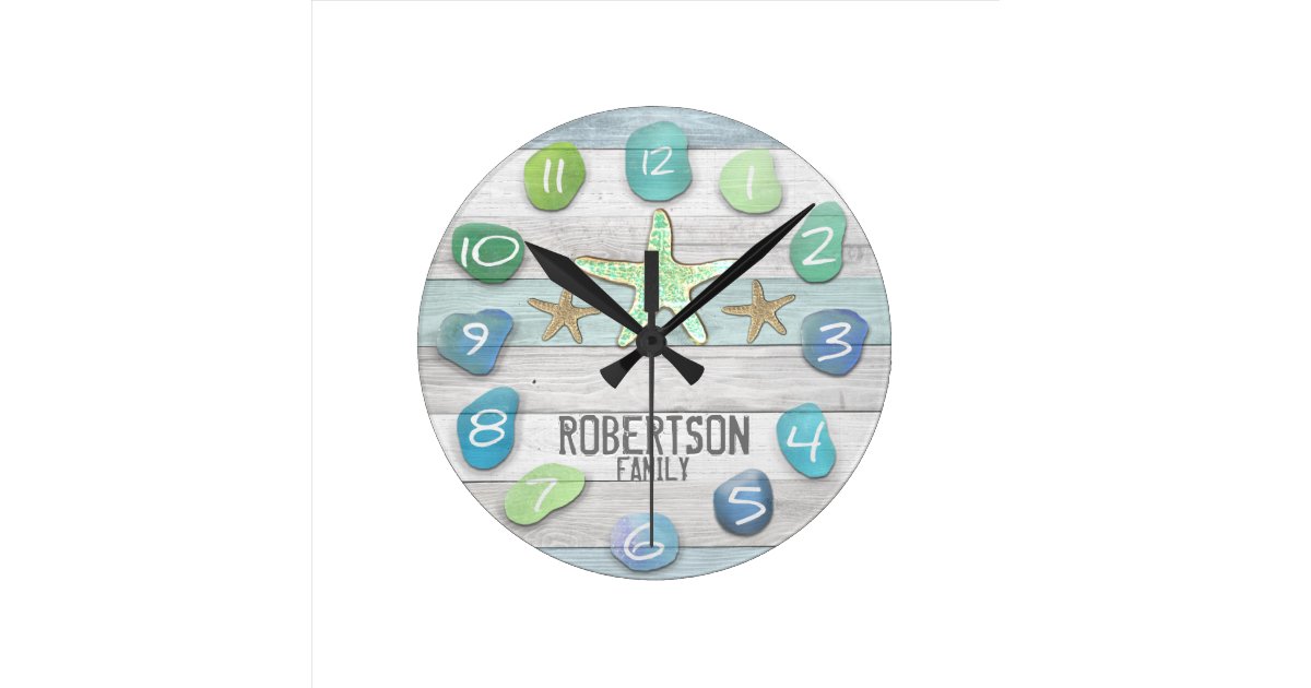 Custom Beach Glass Look Wall Clock