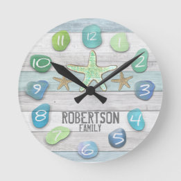 Custom Beach Glass Look Wall Clock