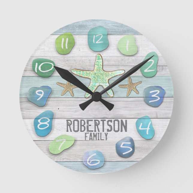 Custom Beach Glass Look Wall Clock (Front)