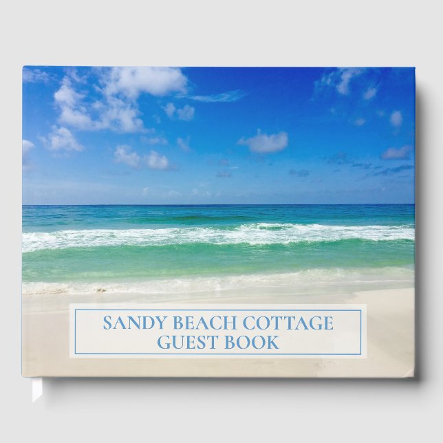 Custom Beach House Beautiful Ocean Photography Guest Book (Front)