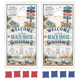 Custom Beach House Family Name Cornhole Board Set