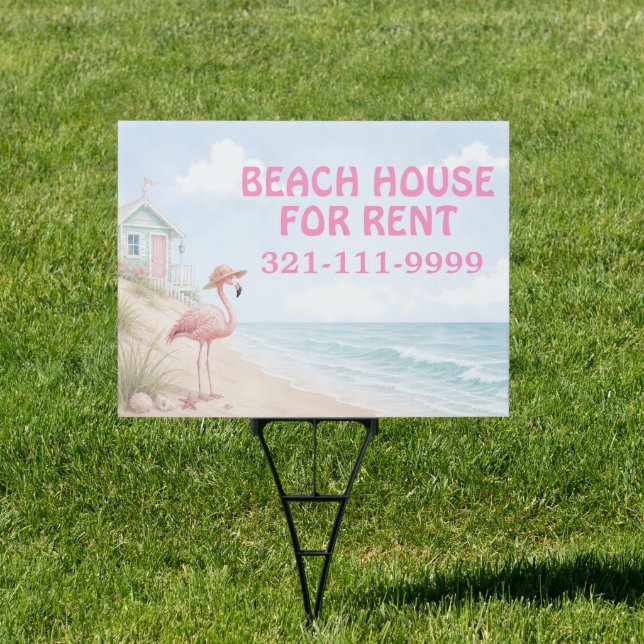 Custom Beach House for Rent Flamingo Sign (Insitu)