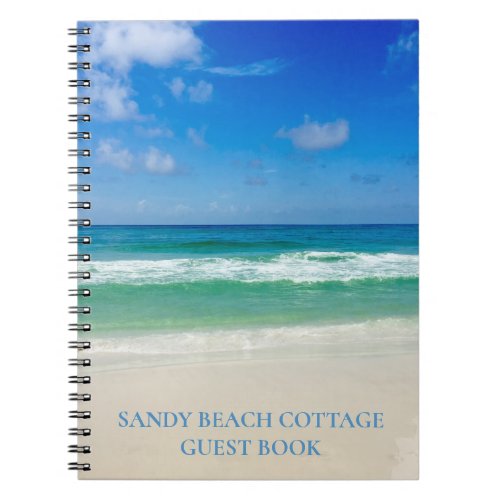 Custom Beach House Guest Book Ocean Photo Notebook