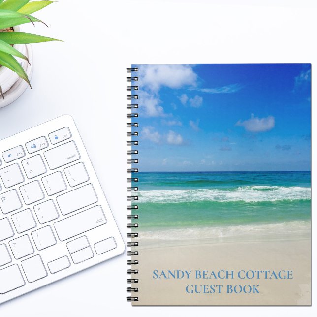 Custom Beach House Guest Book Ocean Photo Notebook (Creator Uploaded)