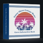 Custom Beach House Palm Tree Guest Information 3 Ring Binder<br><div class="desc">Cool custom beach house or condo rental guest information binder with a pretty pink sunset behind tropical palm trees and navy blue trim. Beautiful personalized island vacation home info on restaurants and shops in the area for a coastal town.</div>