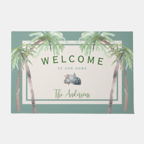 Custom Beach House Palm Tree Tropical Doormat