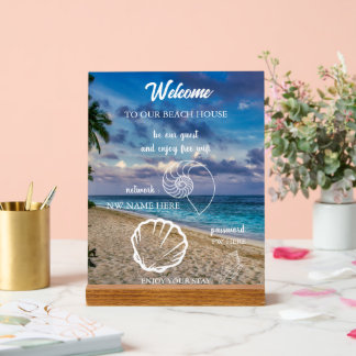 Custom Beach House Rentals Home Wifi Instructions  Acrylic Sign