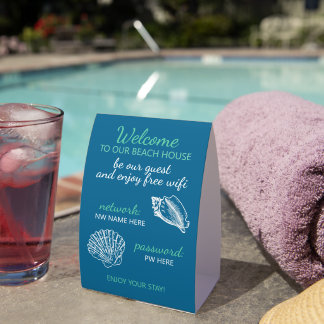 Custom Beach House Rentals Home Wifi Instructions Paper Table Tent