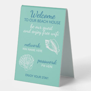 Custom Beach House Rentals Home Wifi Instructions Table Tent