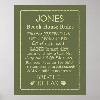 Custom Beach House Rules Poster