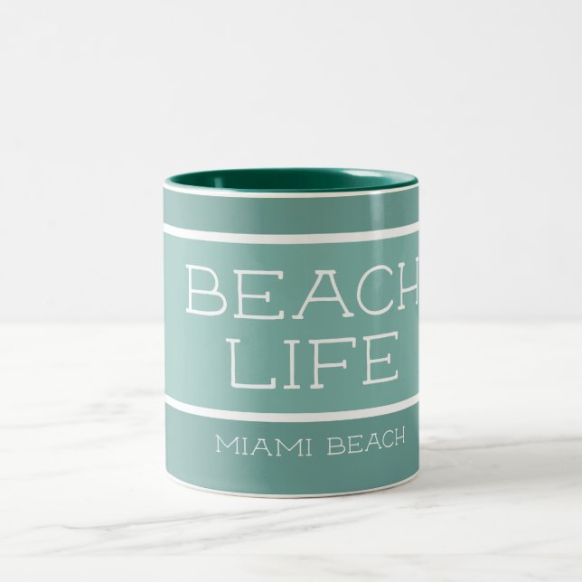 Custom Beach Life Ocean Sea  Two-Tone Coffee Mug (Center)
