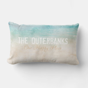 Custom BEACH NAME Sand Water Souvenir Keepsake Lumbar Pillow