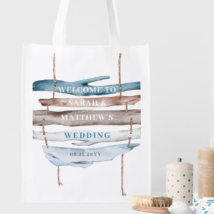 Custom Beach, Nautical Coastal Wedding Welcome Bag