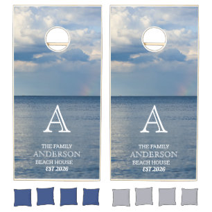 Custom Beach Ocean Family Name year Cornhole Set