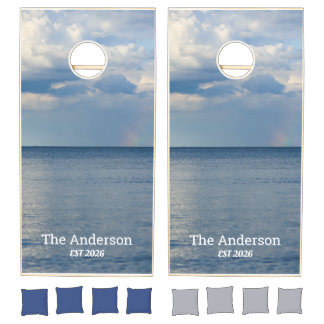 Custom Beach Ocean Family Name year Cornhole Set