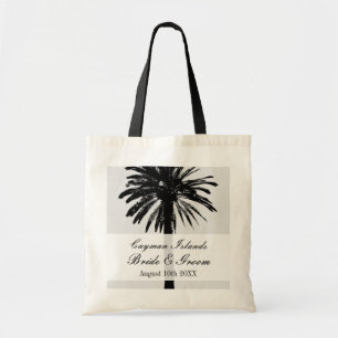 Custom beach palm destination wedding tote bags