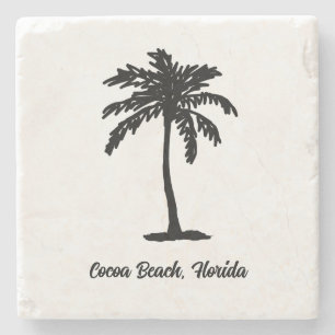Custom Beach Palm Tree Beach Nautical Tropical Stone Coaster